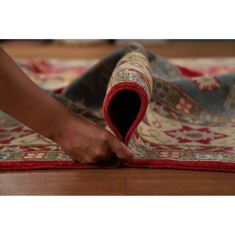 Hand Knotted Oriental 100% Wool Carpet Traditional Geometric Red Kazak Area Rug - 10' 2'' X 8' 0''