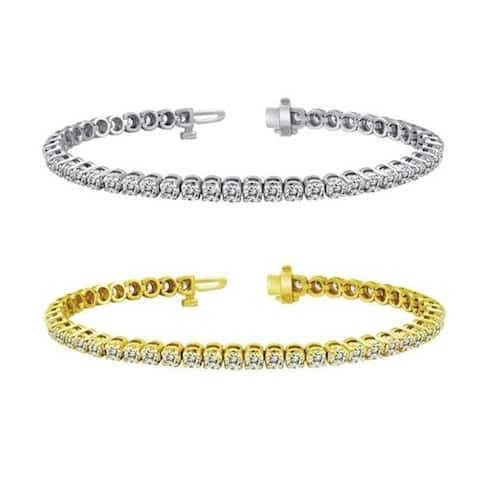 Auriya 14k Gold Round Diamond Tennis Bracelet 2 to 15ctw 7-inch