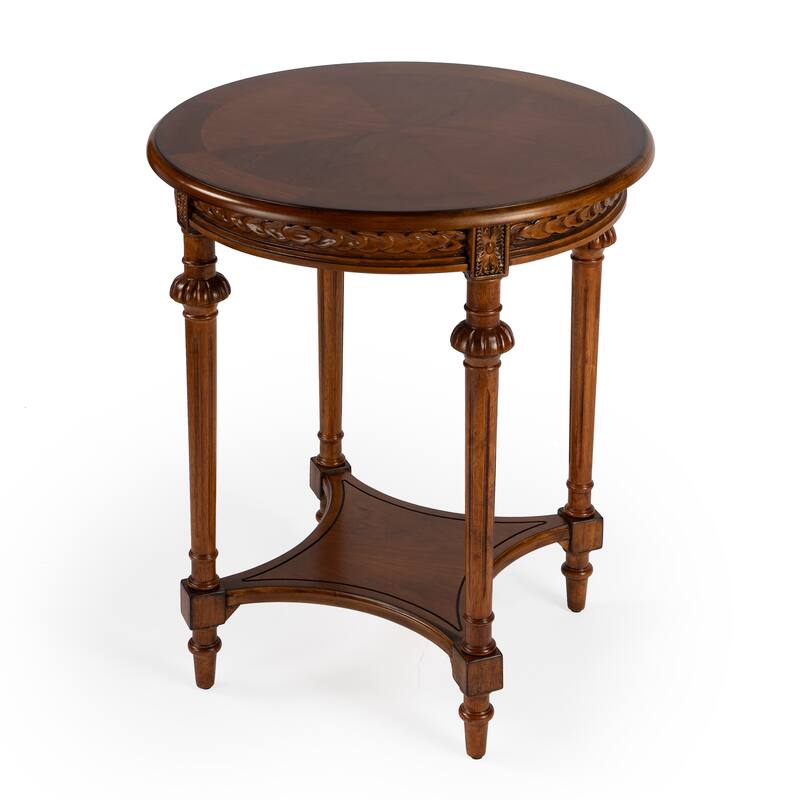 Hellinger 24 in. W Round Wood Tall End Table with Open Shelf