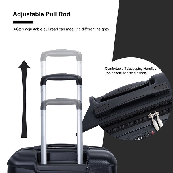 Light Weight Luggage Sets Hardside Expandable Suitcase Set, Black