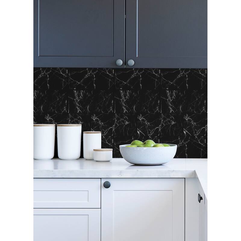 Marble Black Peel and Stick Backsplash Tiles