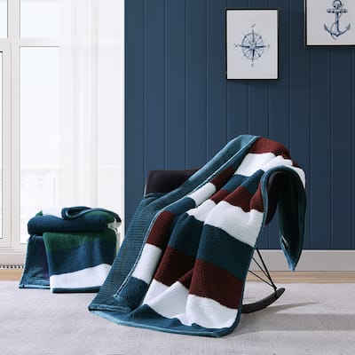 Nautica Wilton Ultra Soft Plush Sherpa Throw Blanket