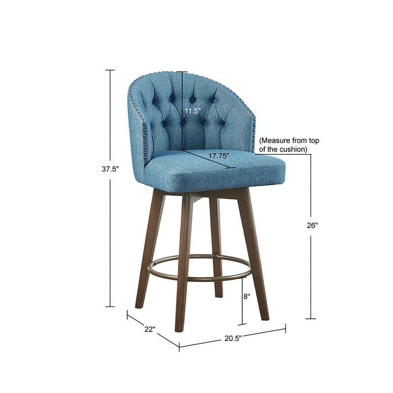 Madison Park Boyle Upholstered 360 Degree Swivel Counter Stool 26" H
