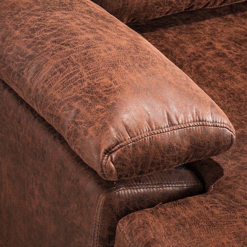 OVIOS Mid-Century Suede Reversible Chaise Sofa With Metal Legs