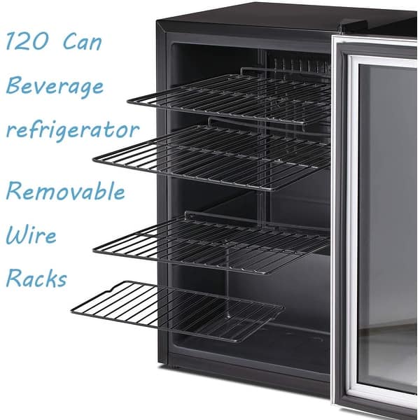 Mini Fridge-100 Can Beverage Refrigerator Wine Cooler Clear Front