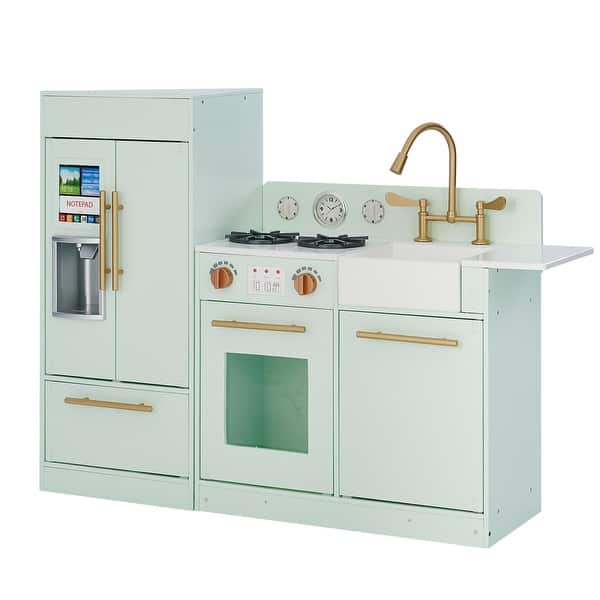 slide 2 of 10, Teamson Kids - Little Chef Charlotte Modern Play Kitchen - Mint / Gold - 41.61" L x 11.81" W x 31.89" H