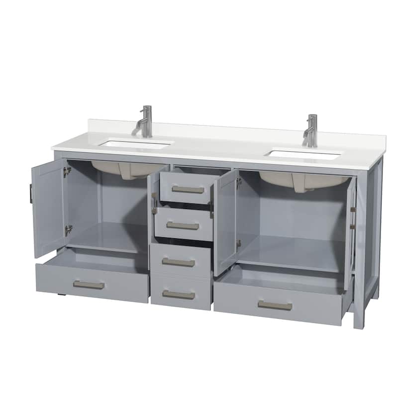 Sheffield 72-inch Double Vanity, Single Hole Quartz Top