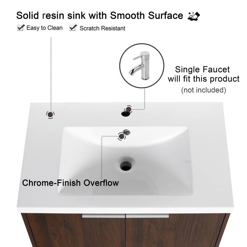 Malwee 24"/30"/36" Floating Bathroom Vanity, Modern Wall Mounted Bathroom Vanity with Resin Top and Soft Close Door