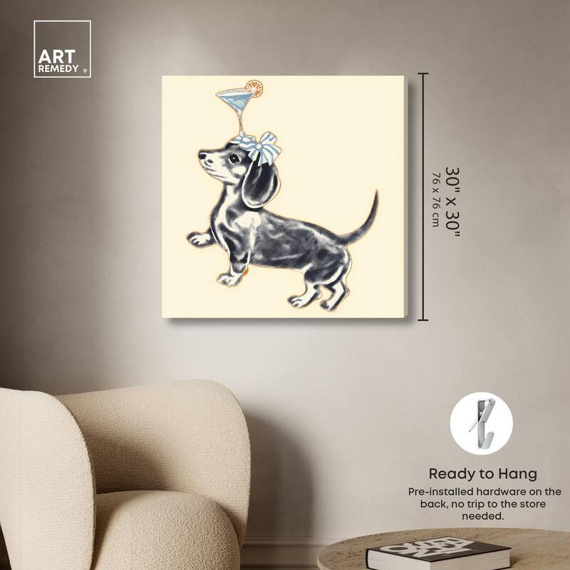 Martini Pup I Canvas by Art Remedy, Gallery Wrapped
