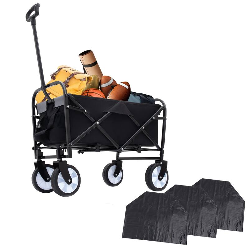 Minimeetall Multi-use Bag,Collapsible Foldable Wagon Cart Beach Wagon Heavy Duty Utility Cart Utility Wagon Grocery Cart - Black