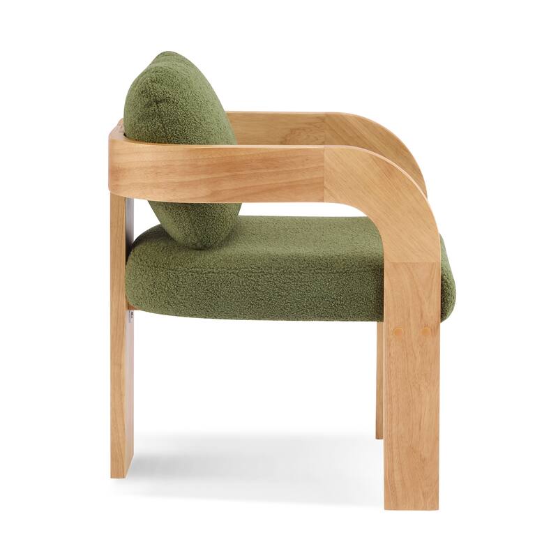 Modern Dining Chairs Set of 2, Fabric Armchairs with Pillow Back, Comfy Upholstered Accent Chairs with Wood Legs for Living Room