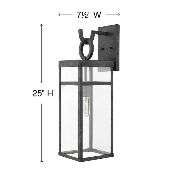 Hinkley Porter Collection One Light 5W Med. LED Outdoor Large Wall Mount Lantern, Aged Zinc