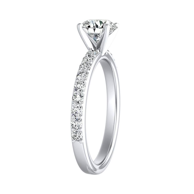 Auriya 14k Gold 1 1/2ctw Round Moissanite and Diamond Engagement Ring 1/3ct TDW