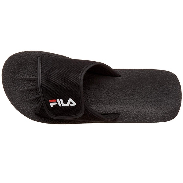 black open toe slides