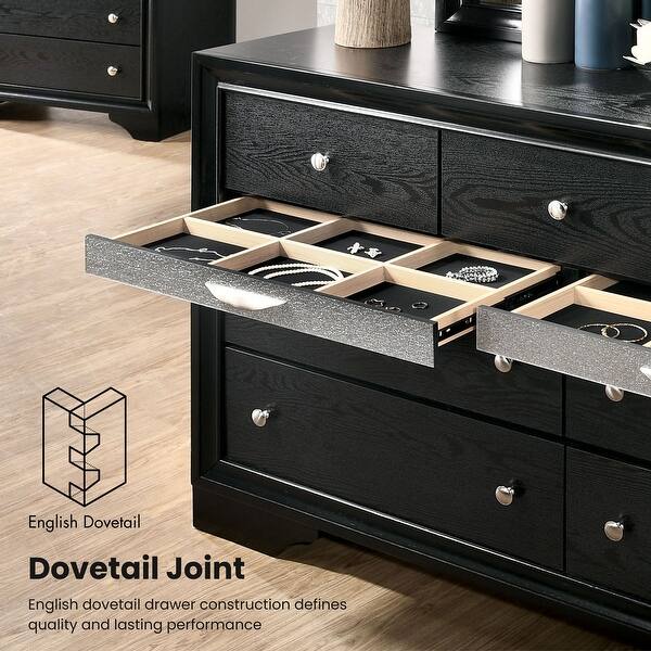 black 9 drawer dresser with mirror Celina 9-drawer Dresser with Mirror Black — Griffin's Furniture main image 0
