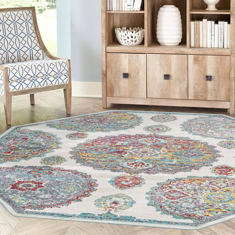 Transitional Laka Collection Area Rug - Cream - 8'2"x8'2" Octagon