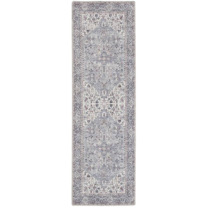 Quxo Power Loomed Distressed Floral Area Rug By HomeRoots - 10' Runner