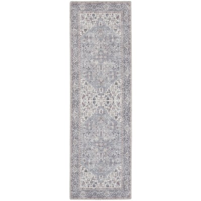 Quyoh Power Loomed Distressed Floral Area Rug By HomeRoots - 8' Runner