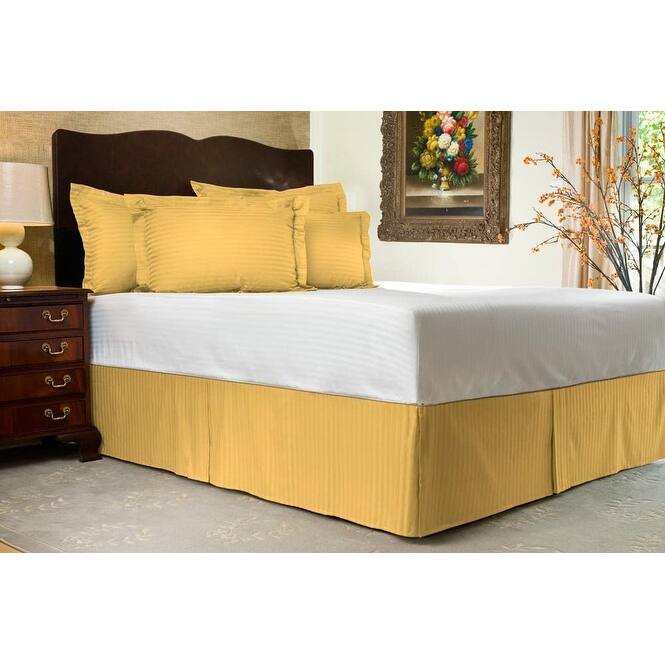 Tailored Bed Skirt, Pleated Sateen Striped Dust Ruffle with Split Corners