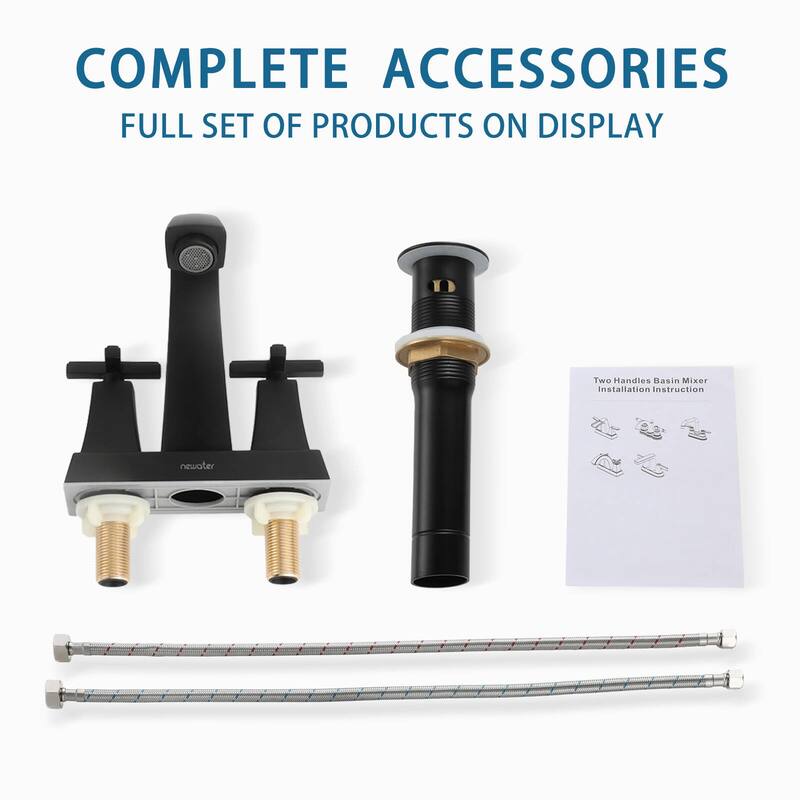 2-Handle Bathroom Sink Faucet Cross handle with Pop-up Drain