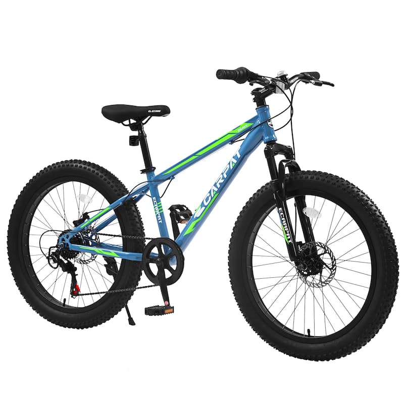 7 Speeds Mountain Fat Tire Bike, Mountain Trail Bike Urban Commuter City Bicycle, High-Carbon Steel Frame for Adult, Youth