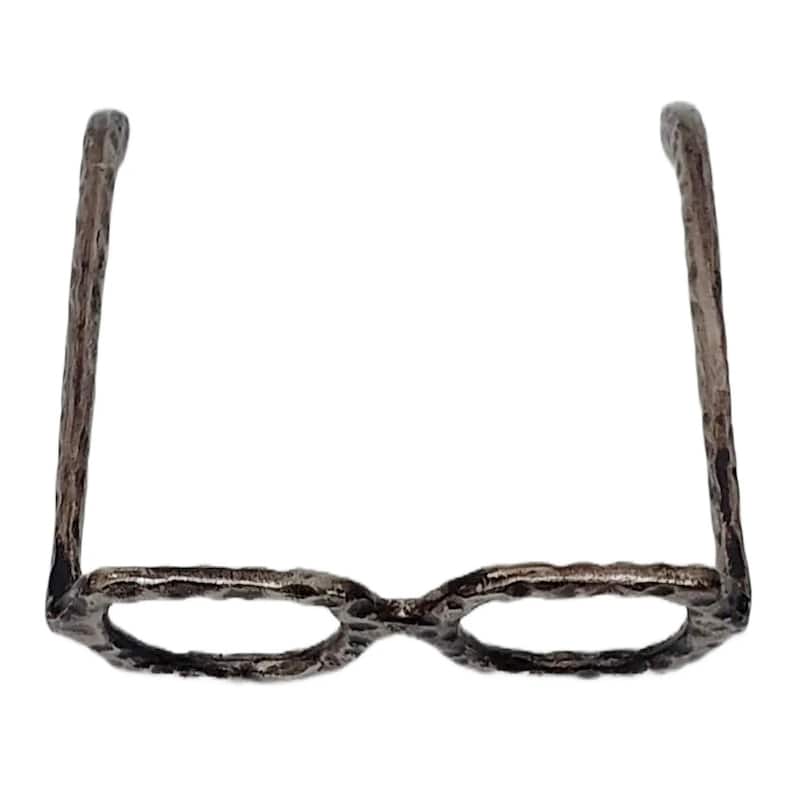 Metal Decorative Object Eyewear-Shaped Sculpture with Textured Design
