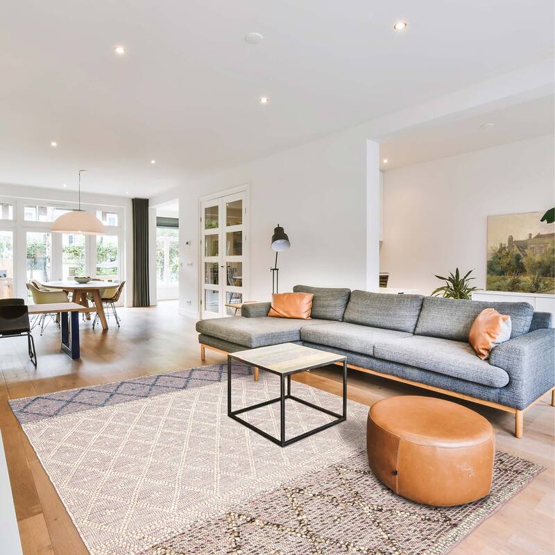 ECARPETGALLERY Braid weave Sienna Beige Wool Rug - 6'2 x 9'1