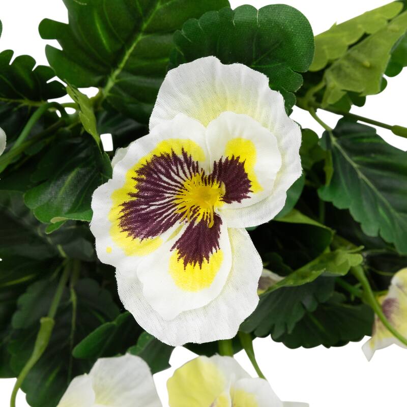 Pansy Artificial Floral Pick Spray - 11" - White and Green