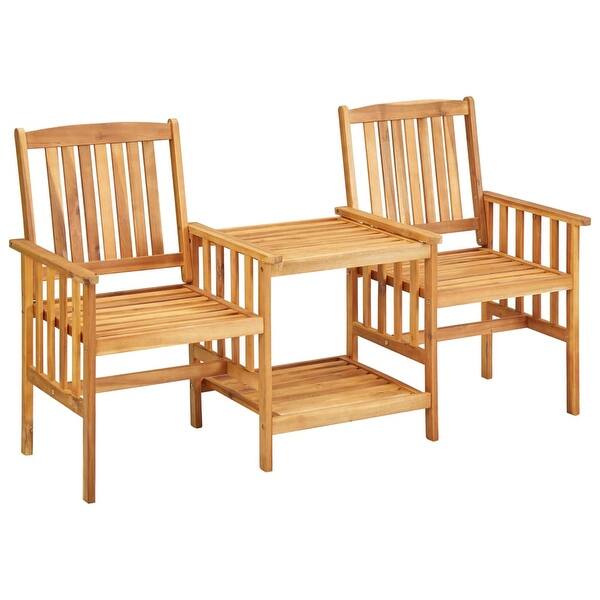 vidaXL Garden Chairs with Tea Table 62.5"x24"x36.2" Solid Acacia