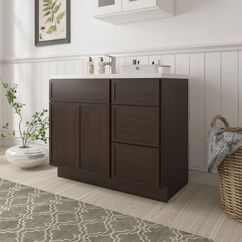 Vanity Art 39" Oak Freestanding Bathroom Vanity Cabinet without Top