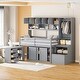 preview thumbnail 1 of 11, Twin Loft Bed with Desk, Wardrobe & Storage Grey