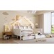 preview thumbnail 18 of 26, Modern Full Size House Bed Frame with LED Light and Guardrail, Wood Kids Storage Platform Bed with Shelves and Drawers