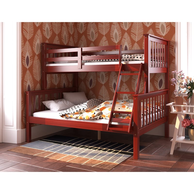 100% Solid Wood Mission Twin Over Full Bunk Bed by Palace Imports