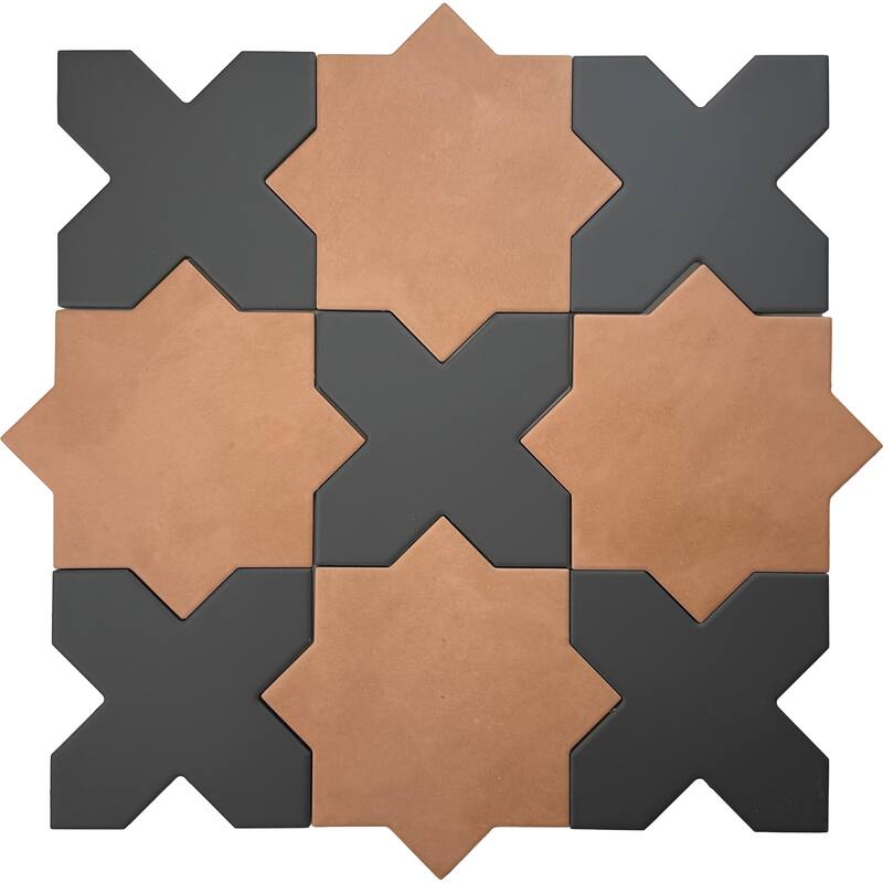 Seville 7" Star with 5" Cross Matte Porcelain Wall and Floor Tile (10.62 sq ft/case) - 68 Pack - Brown/Black