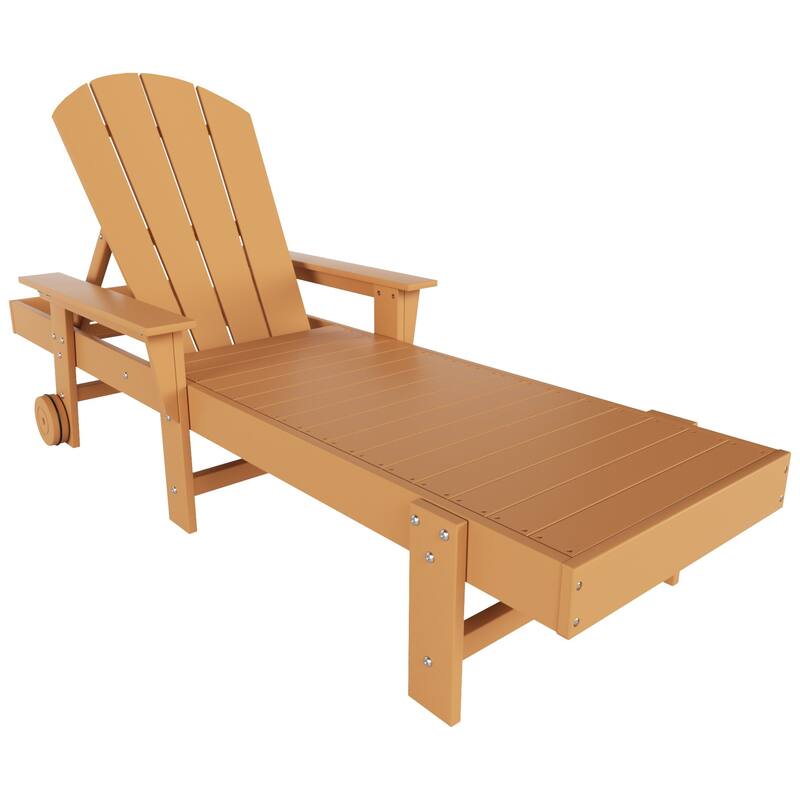 Polytrends Laguna Hdpe All Weather Outdoor Patio Pool Reclining Chaise Lounge With Arms And Wheels
