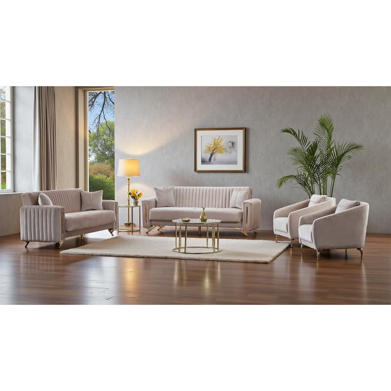 Corvesta 3 Pieces Living Room Sets 2 Sofa 1 Chair - Beige