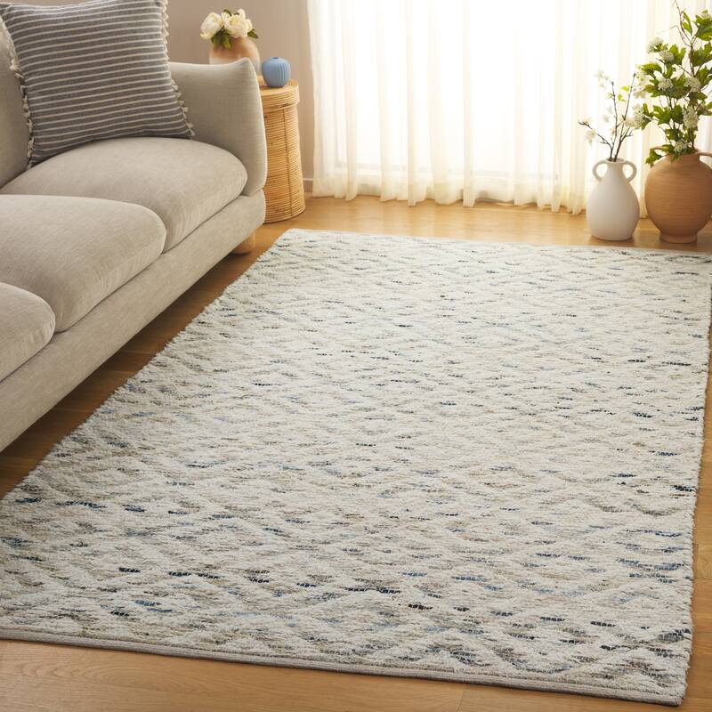 SAFAVIEH Handmade Natura Shaindel Transitional Denim Rug - 6' Square - Blue/Ivory