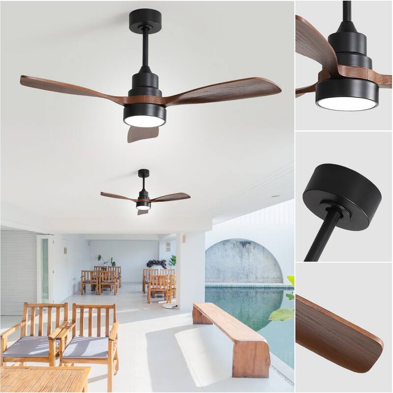 48 Inch Smart Wood Ceiling Fan with Light and Remote/App Control, Integrated LED Included