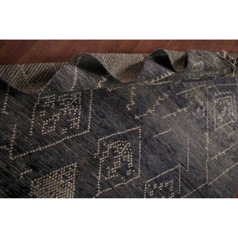 Blue & Gray Moroccan Area Rug Hand-Knotted Wool Carpet - 5'11"x 10'0"