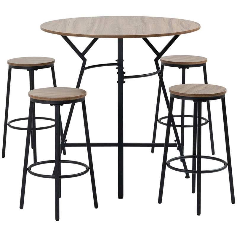 5-Piece Bar Table and Chairs Set, Space Saving Dining Table