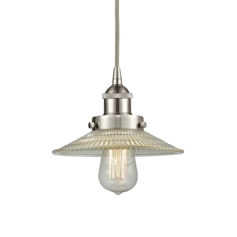 Innovations Lighting 616-1PH-6-9 Halophane Pendant Halophane 9" Wide - Brushed Satin Nickel / Clear Halophane