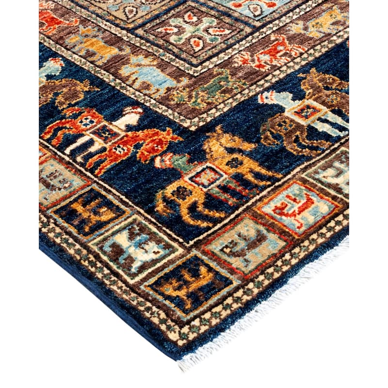 One of a Kind Hand Knotted Traditional Tribal Traditional Area Rug - 5' 0" X 3' 3"
