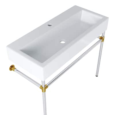 Redeem 40" Silver Stainless Steel Wall-Mount Bathroom Vanity