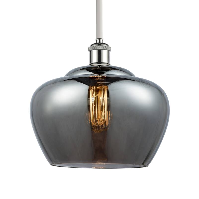 Innovations Lighting 516-1S-11-11-L Fenton Pendant Fenton 11" Wide - Plated Smoke / White and Polished Chrome