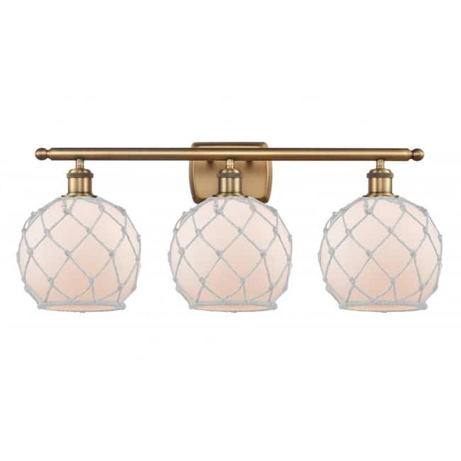 Innovations Lighting Farmhouse Rope 3 Light 26" Wide Bathroom Vanity - Brushed Brass / White