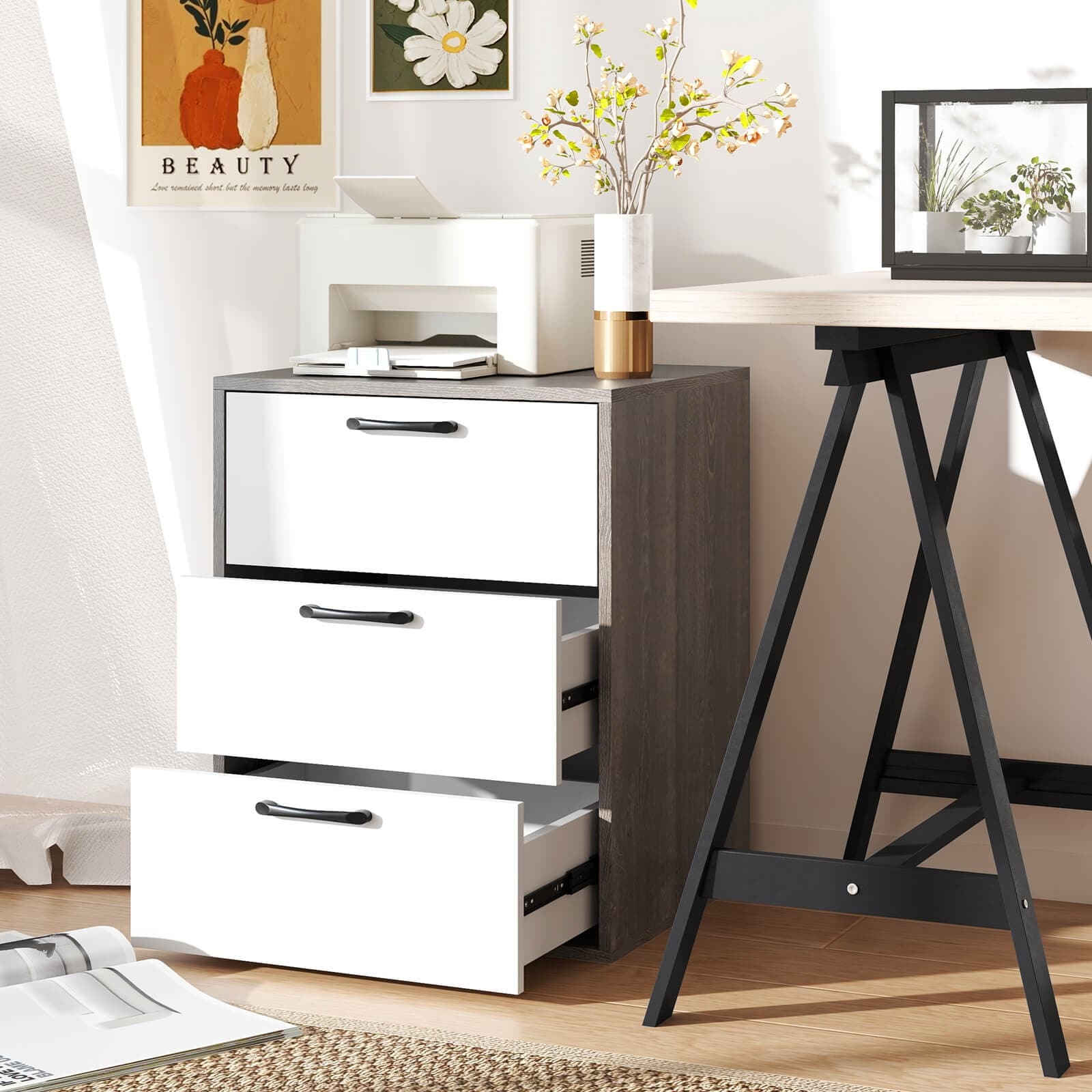 Costway 3 Drawer Dresser Chest of Drawer Storage Cabinet with Wide - Overstock - 37174952 Costway 3 Drawer Dresser Chest of Drawer Storage Cabinet with Wide - Overstock - 37174952