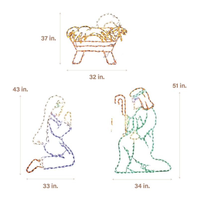 3-Piece Nativity Set w/ Joseph, Mary, and Baby Jesus