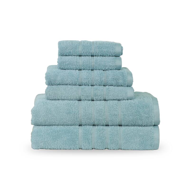 Martex Ultimate Performance Cotton Low-Lint Soft Absorbent Towel Set - 6 Piece Set - Mineral