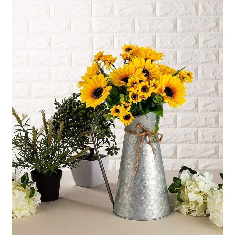 Galvanized Vase - Silver Metal Vase Pitcher with Handle 12 Tall, Decor for  Home - On Sale - Bed Bath & Beyond - 31768057