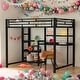 preview thumbnail 13 of 22, Modern Full Size Loft Bed with Desk and Whiteboard with 3 Shelves and Ladder Black